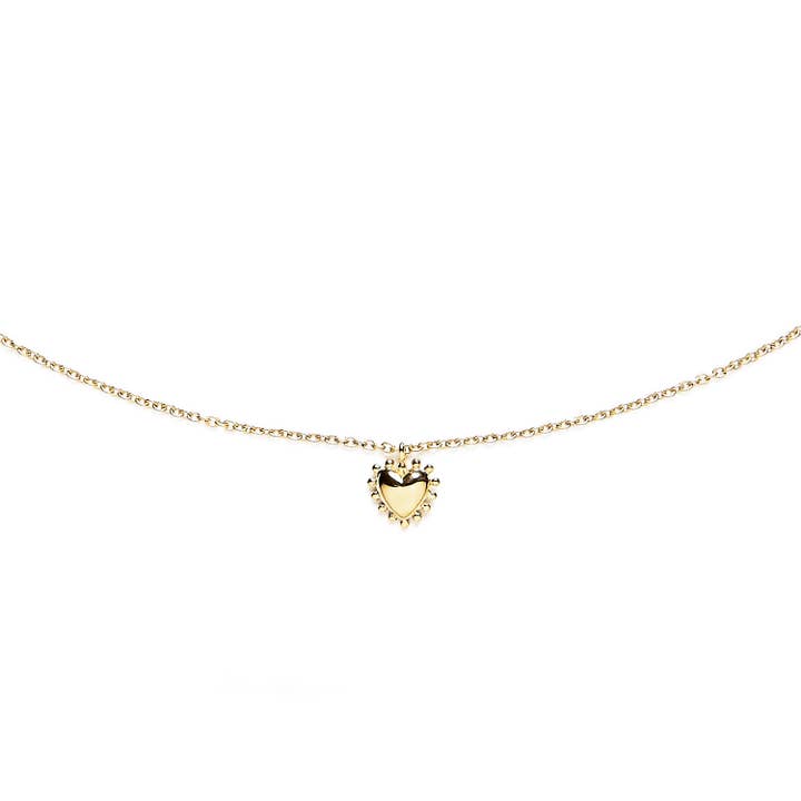 Collar mini corazón con perla en vermeil para venta al por mayor de Agnès de Verneuil