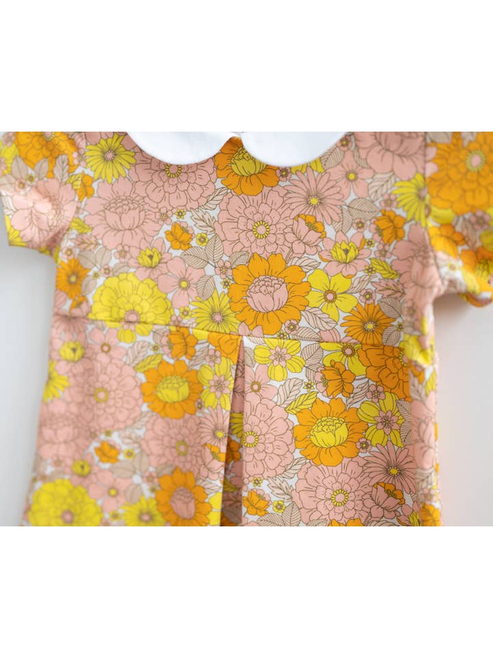 Strawberry Jam Kids - Wholesale Dress - Baby - Vintage Marigold Floral Peter Pan Collar Dress Baby Toddler