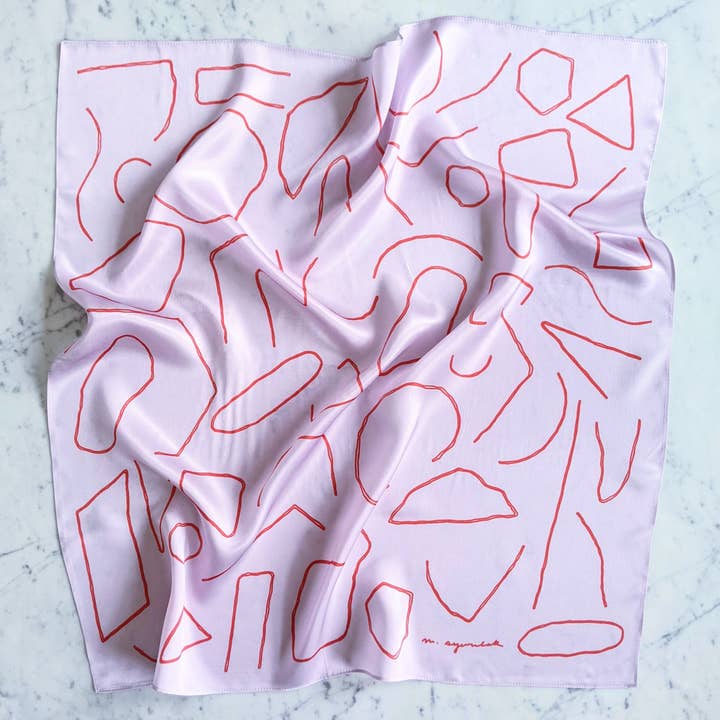 Madeleine Sywulak US - Wholesale Scarf - Women's - 100% Silk Scarf - Lavender & Poppy1