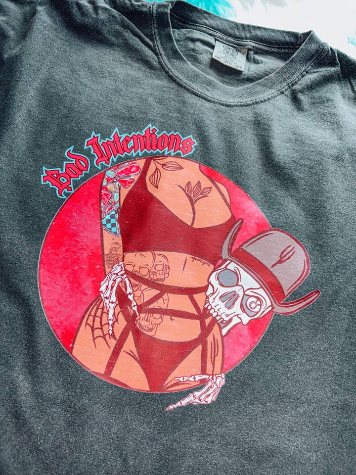 Adult CC Bad Intentions Tee for wholesale by Punchy Babe Threads