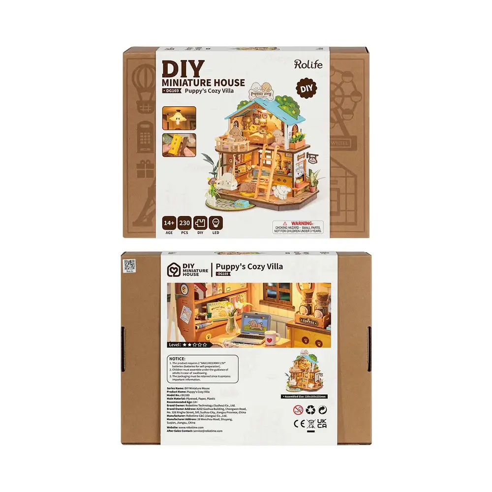 Robotime - Wholesale DIY Craft Kit - DG169 Puppy's Cozy Villa Rolife DIY Miniature House Puzzles3