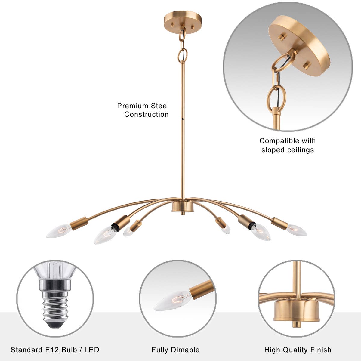 Brio Lighting - Wholesale Chandelier/Hanging Light - Sale - Nimbus Modern Arched Gold 6-Light Ceiling Chandelier4