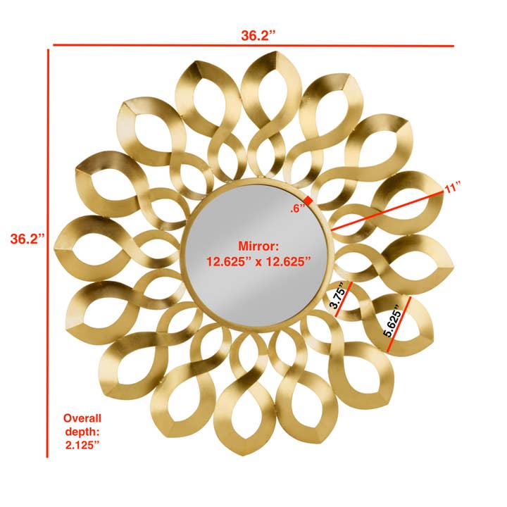 Tripar International – wholesale Väggspegel – Guld Wave Starburst Spegel