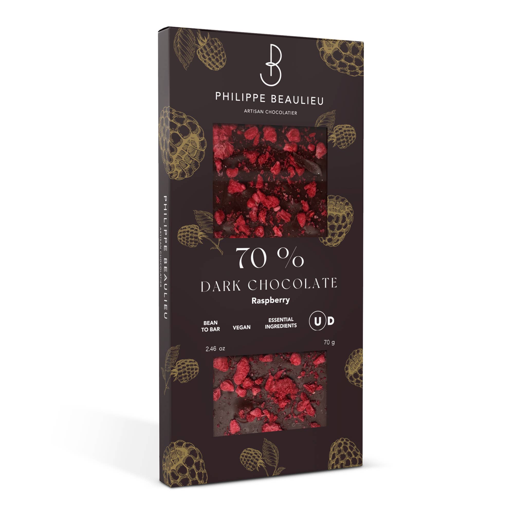 Philippe Beaulieu Artisan Chocolatier - Wholesale Chocolate Bar - Chocolate Bar - 70% Dark Raspberry1