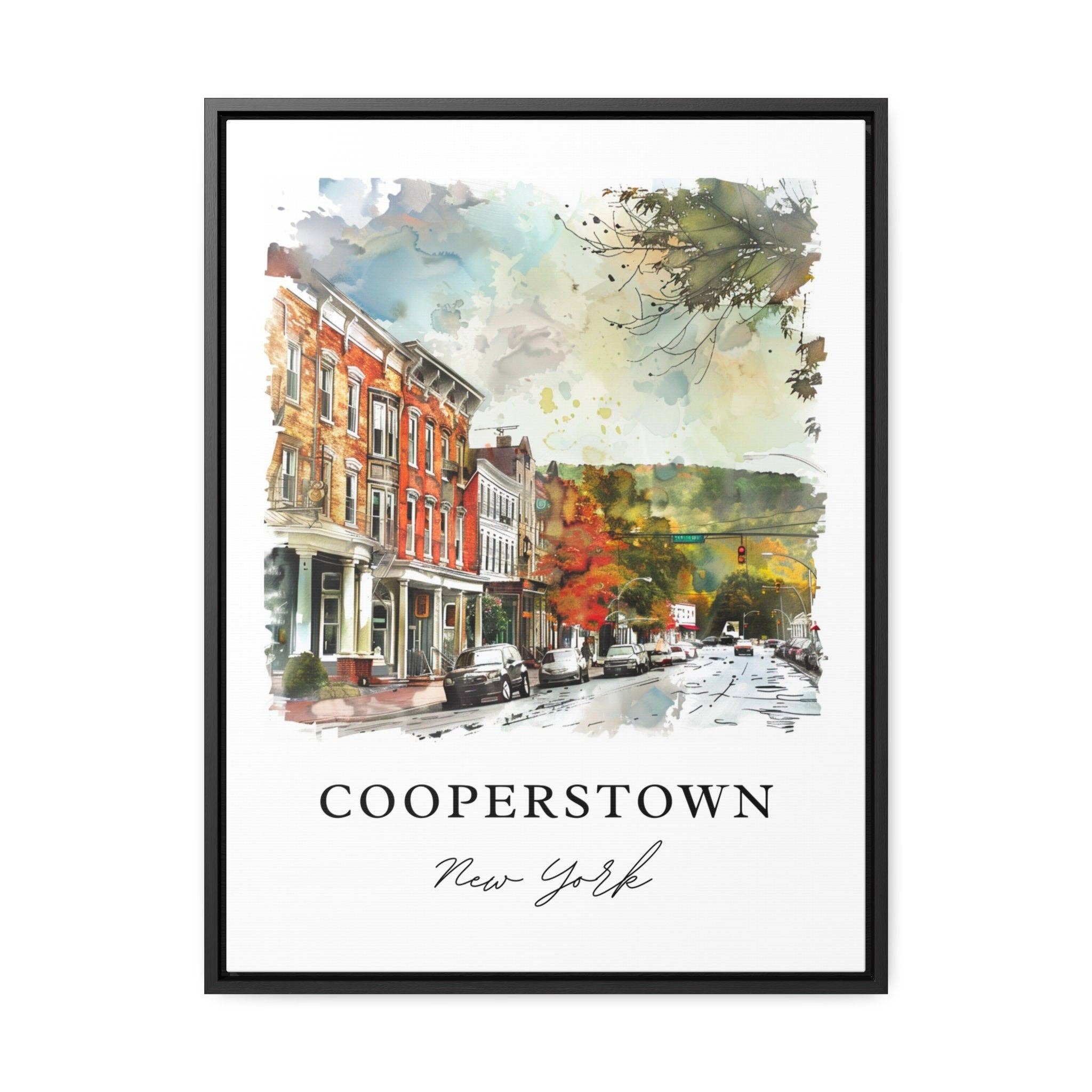 Premium Travel Art - Vendita all'ingrosso Stampa artistica - Arte da parete Cooperstown NY, Stampa del Lago Otsego, Acquerello di Cooperstown, Regalo Cooperstown NY,4