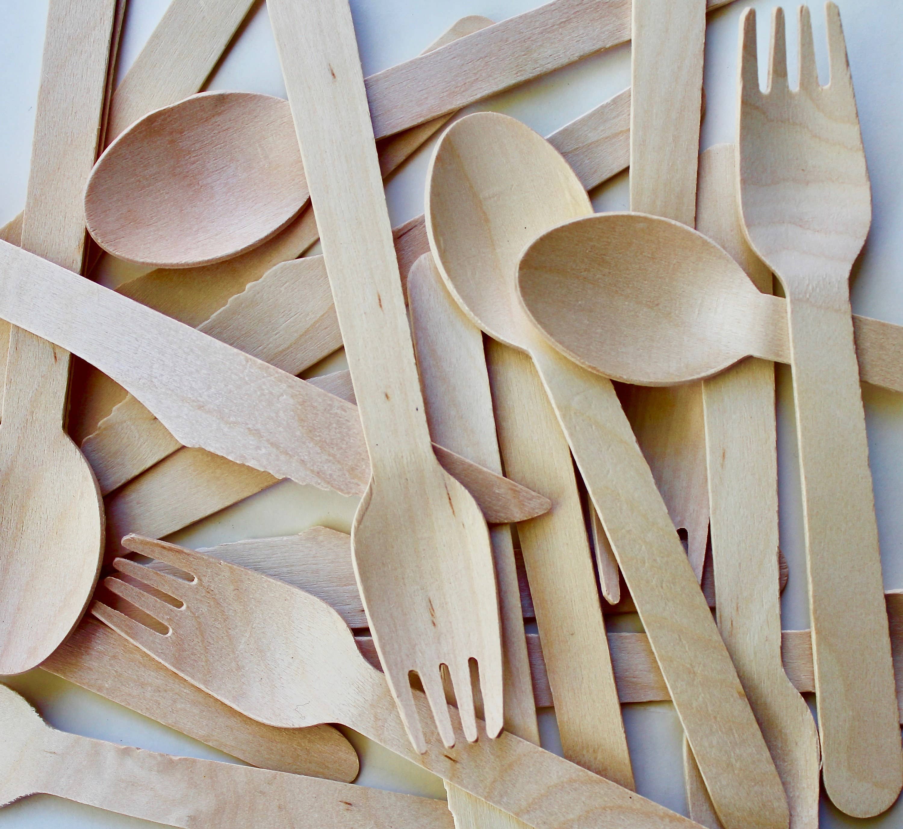 Eco Elegant Table Ware – Engroshandel Skærebestik sæt – Engangs træ bestik sæt fra birketræ - gaffel- skeen -kniv Komposterbar Og Bionedbrydelig Heavy Duty Eco Frindly Og Bionedbrydelig1