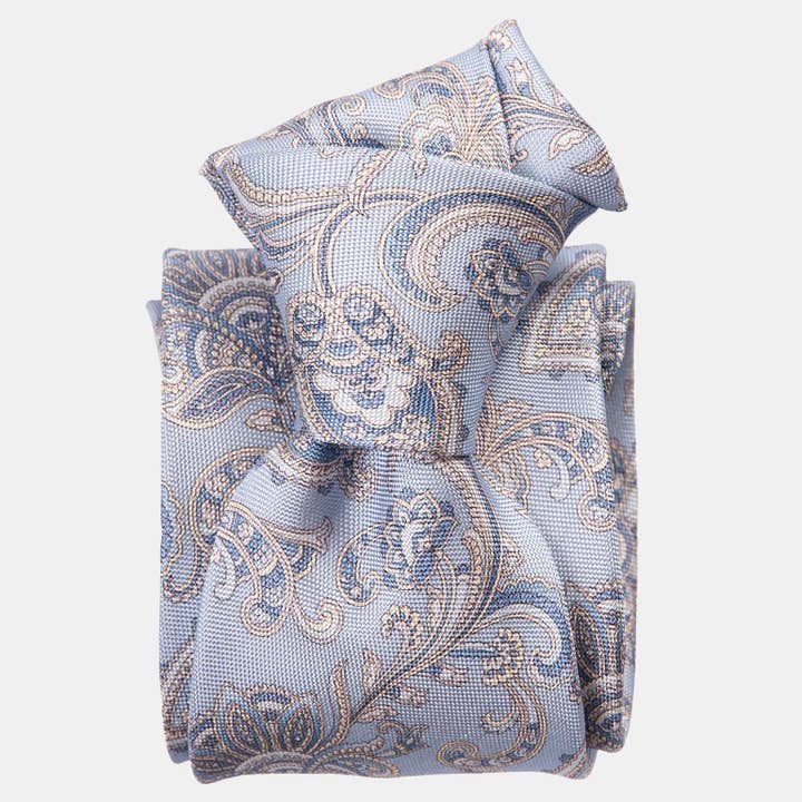 Medici - Printed Silk Tie - Sky Blue for wholesale by Elizabetta Made in Italy USA