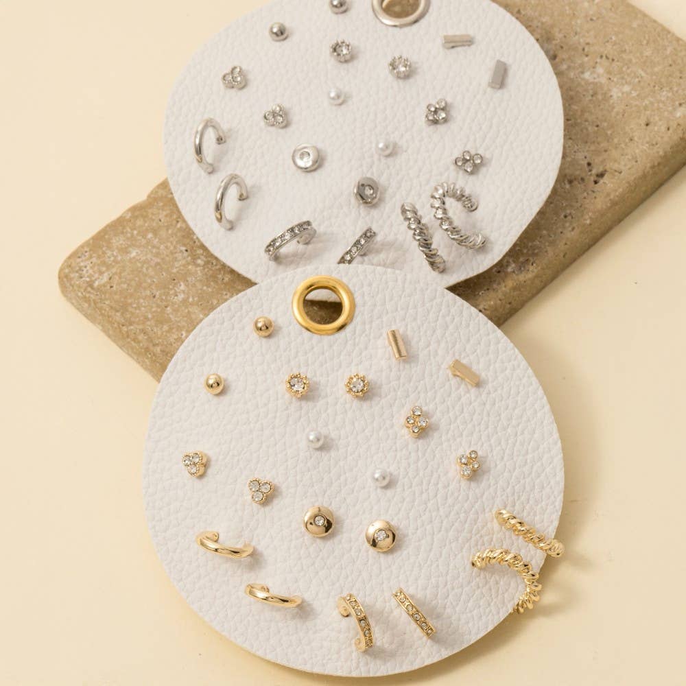 Anarchy Street - Wholesale Hoop Earrings - Pearl And Gem Studs Assorted Stud And Hoop Earrings Set2