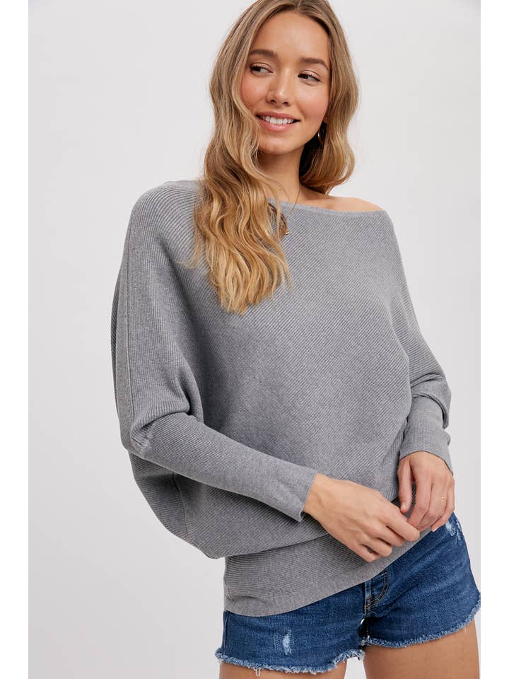 Bluivy - Wholesale Knit Sweater - Women's - ASYMMETRICAL OPEN SHOULDER DOLMAN PULLOVER10