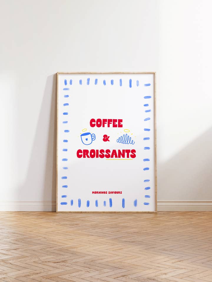 Impressão de Arte – Café e Croissants | Arte de Parede Minimalista por atacado de Nono Problemo