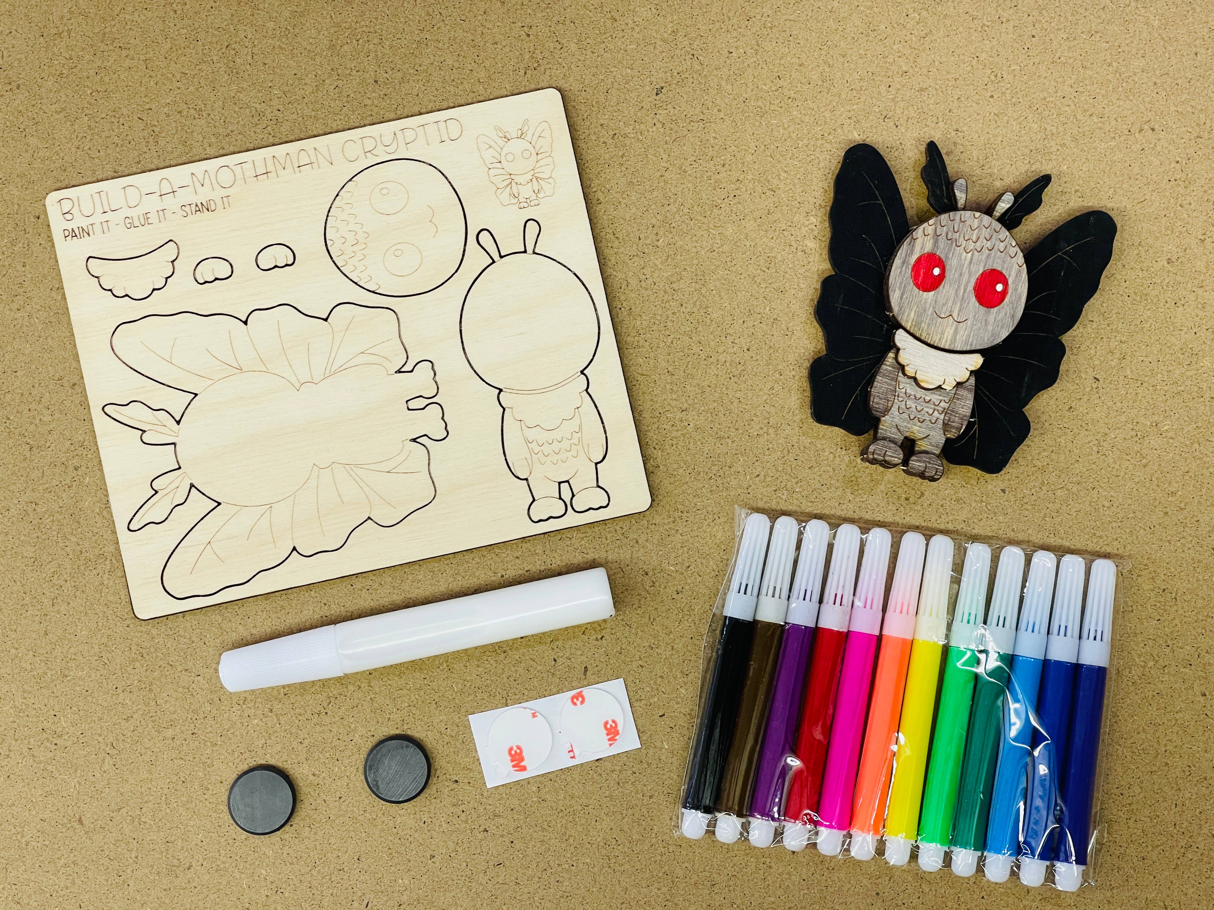 Reclaimed Woodworks Home Decor - Wholesale DIY Craft Kit - DIY Build a Mothman Magnet Kit CRAFT KIT MYTHICAL1