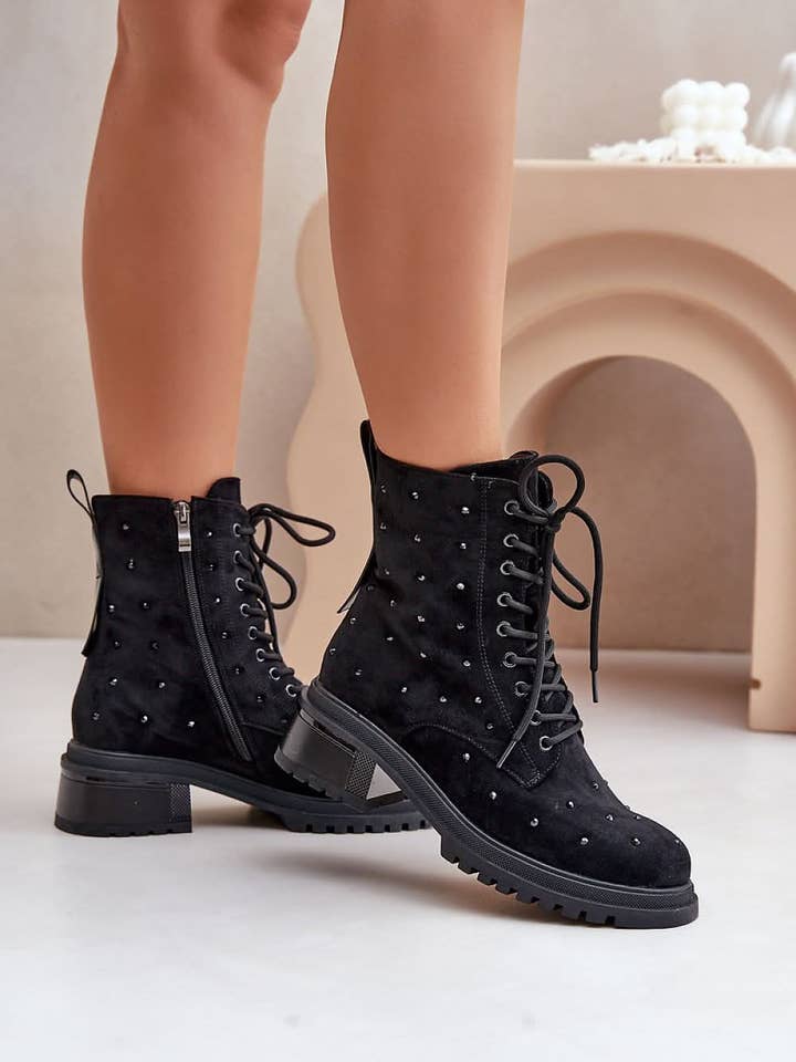 Zippered and additionally laced Boots for wholesale by HTO Apparel Wholesale