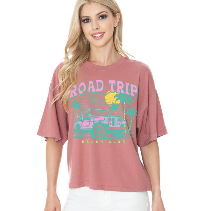 Roadtrip Zomerse Sferen - Kort Topje voor wholesale door Amused by Blue