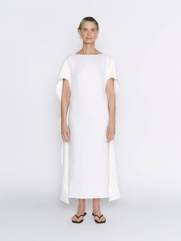 Diana Linen Caftan - White for wholesale by Anushka