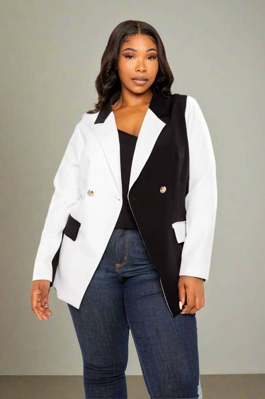 J2 FASHION - Wholesale Blazer - Women's - CONTRAST FITTED BLAZER3