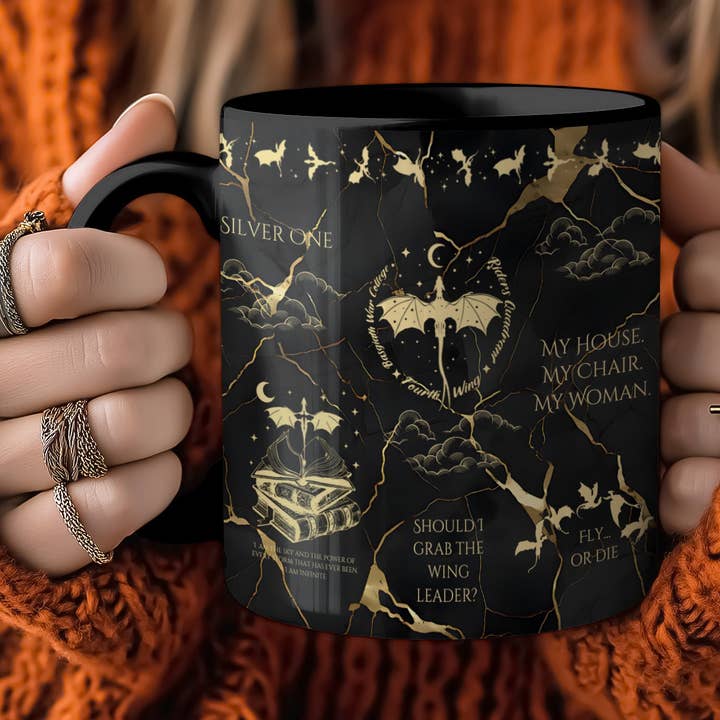 MagicMerchEmporium - Wholesale Coffee Mug - Fourth Wing Black & Gold Mug0