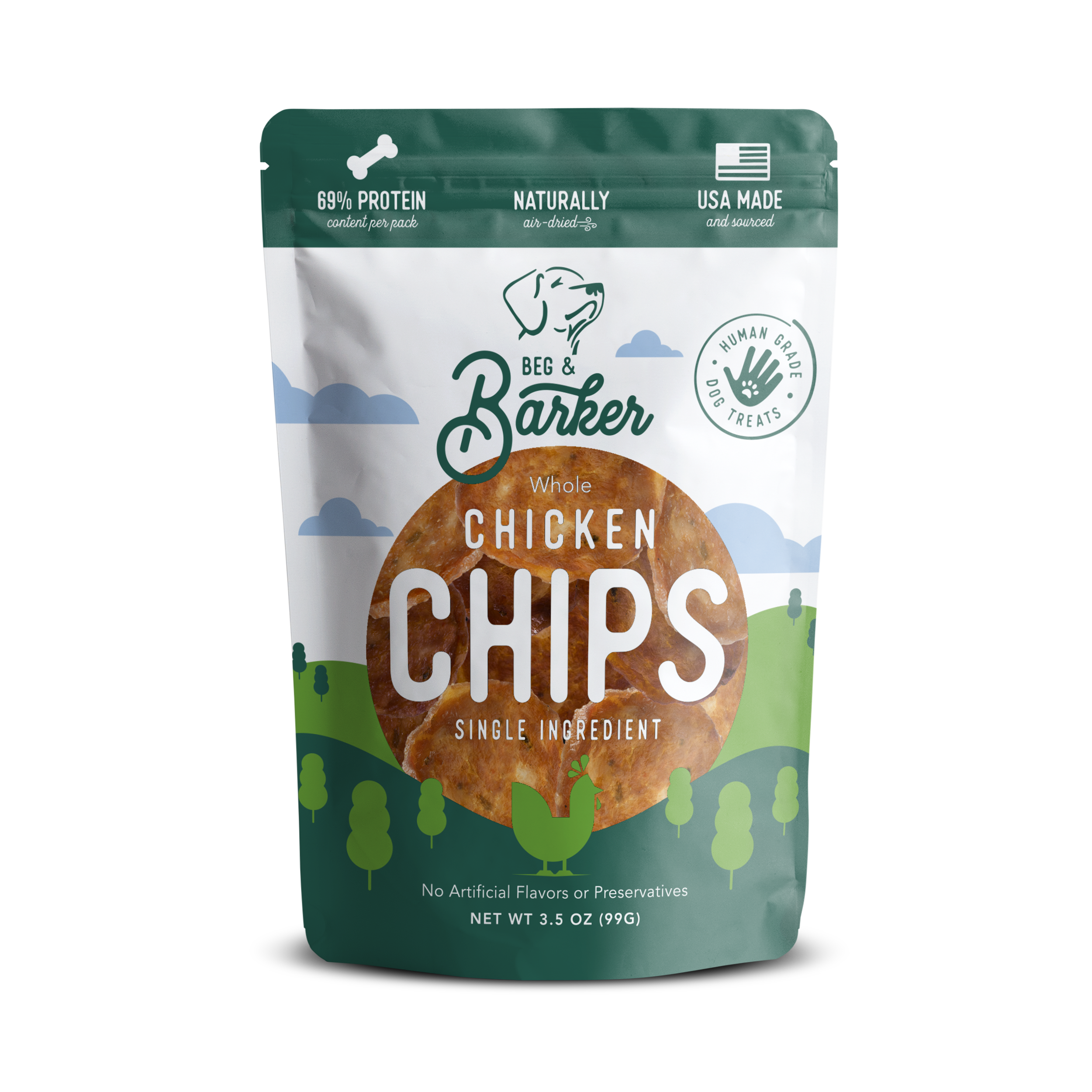 Beg & Barker Premium Dog Treats - Wholesale Pet Treats - Dog - Single Ingredient Chicken Chips for Dogs0