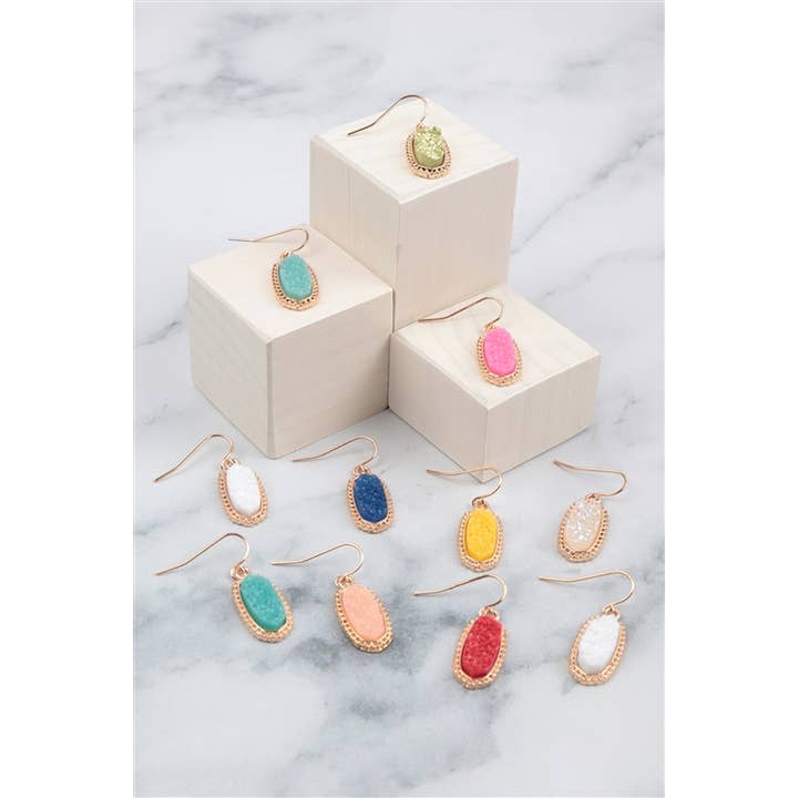 MYS Wholesale Inc - Wholesale Dangle Earrings - Stylish Druzy Stone Oval Fashion Jewelry Earrings