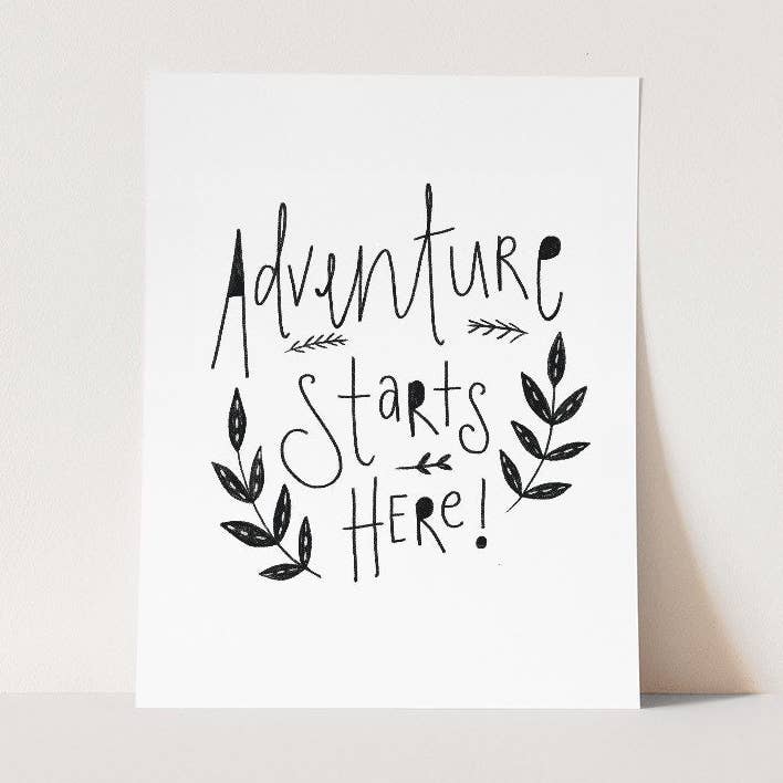 Adventure Starts Here A4 Print for wholesale by Juniper Press