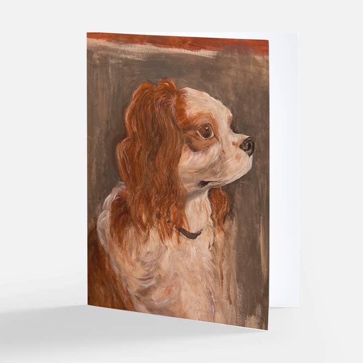 Boone, A Cavalier King Charles Spaniel card for wholesale by mary draper design