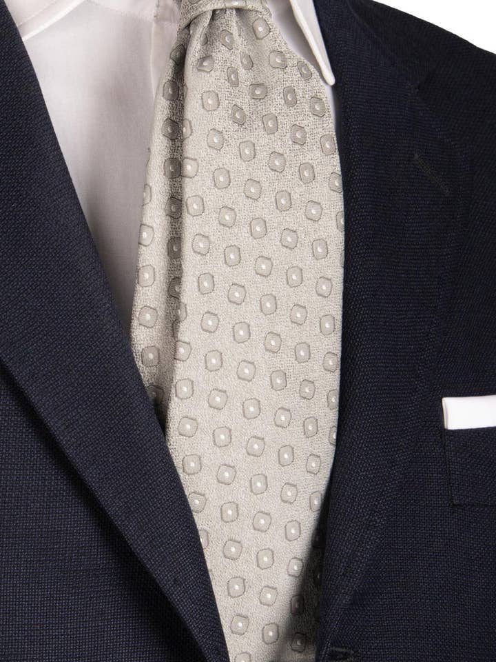 Ceremoniell Grå Silkeslips Silver Grå Mönster CY6641 för wholesale av Graffeo Cravatte