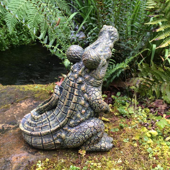 Green Standing Gator Alligator Garden Statue for wholesale on Faire