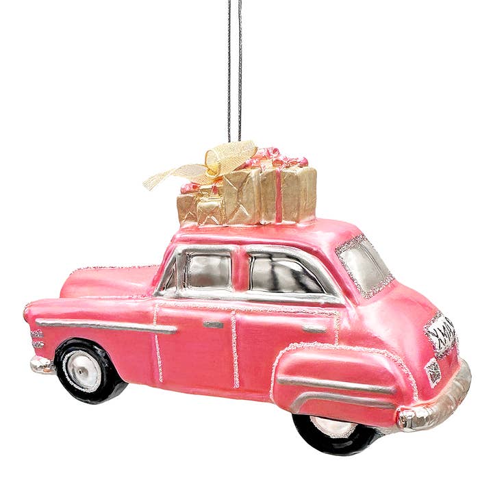 OrnamentallyYou - Wholesale Ornament - Nostalgic Pink Car Glass Christmas Ornament, Vintage Classic5
