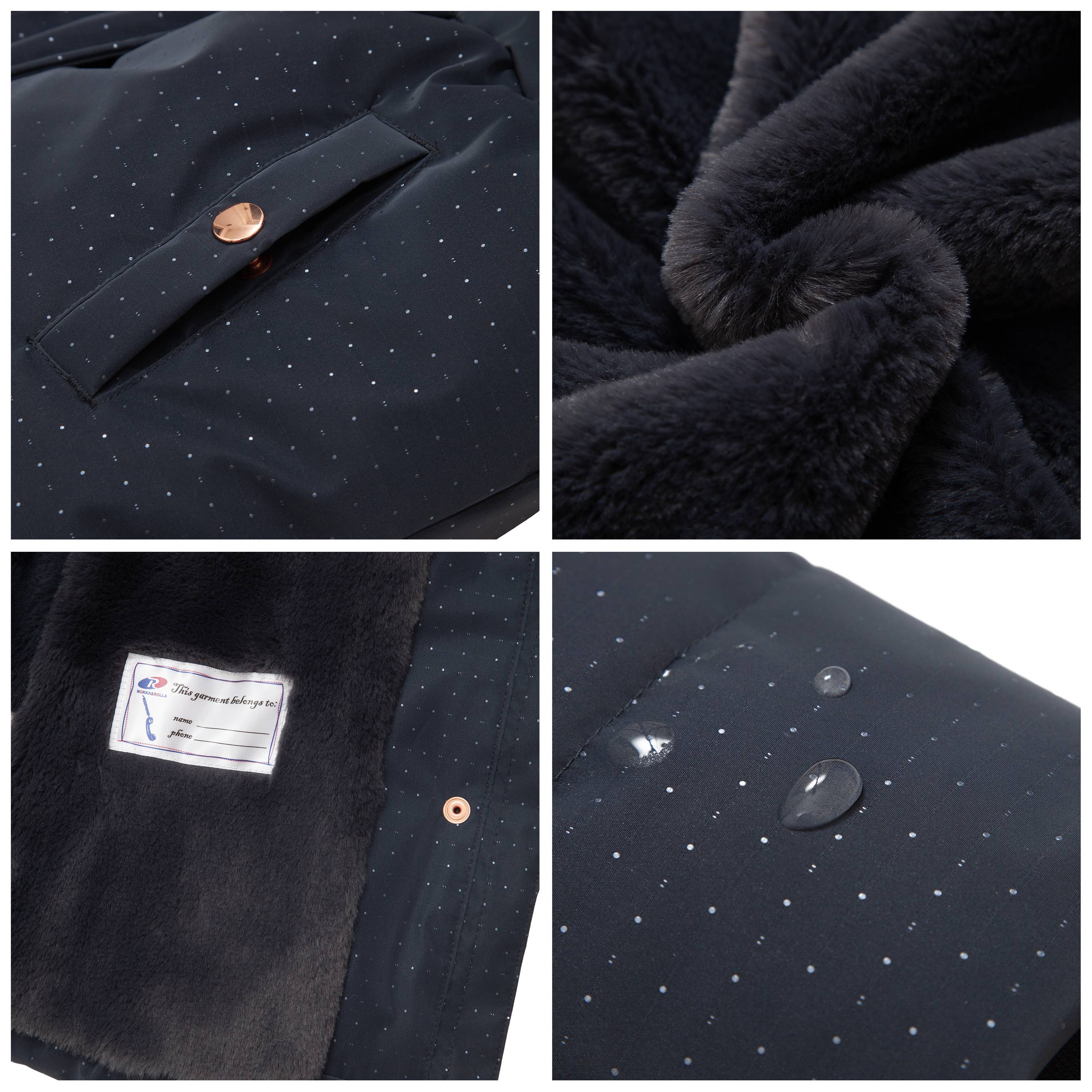 Rokka & Rolla - Wholesale Puffer Jacket - Kids - Toddler Girls' Starlight Winter Coat Mini Fur Jacket7