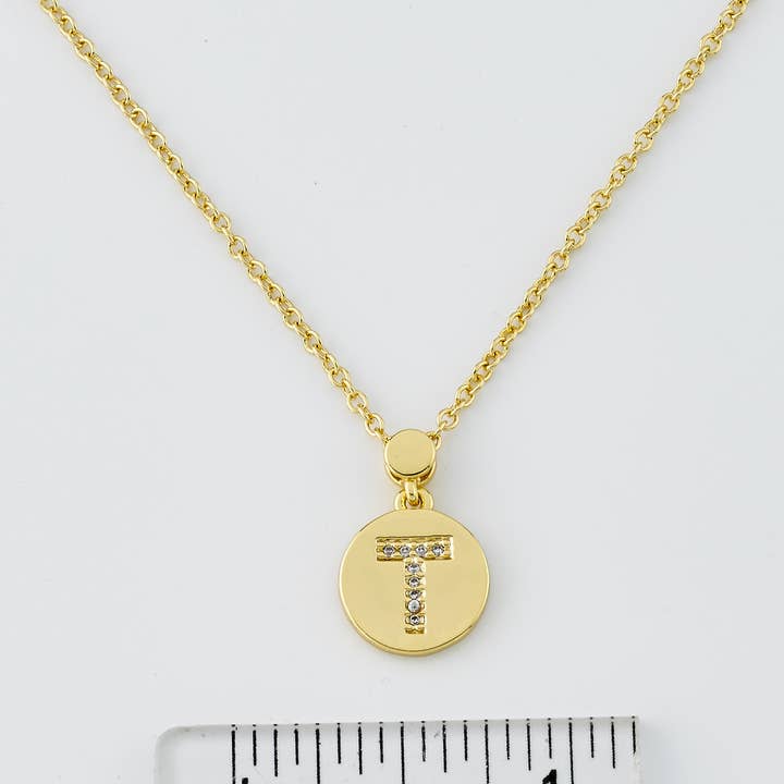 Little Miss Twin Stars - Wholesale Pendant/Charm Necklace - LMTS Classic! Initial Disc Pendant Necklace103
