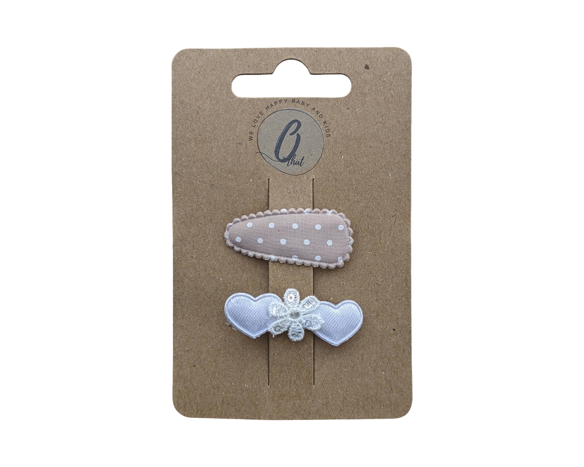 Othat- We love happy baby & kids - Wholesale Hair Clip - Kids - Baby hair clips Nude with hearts (2 pieces per card)0