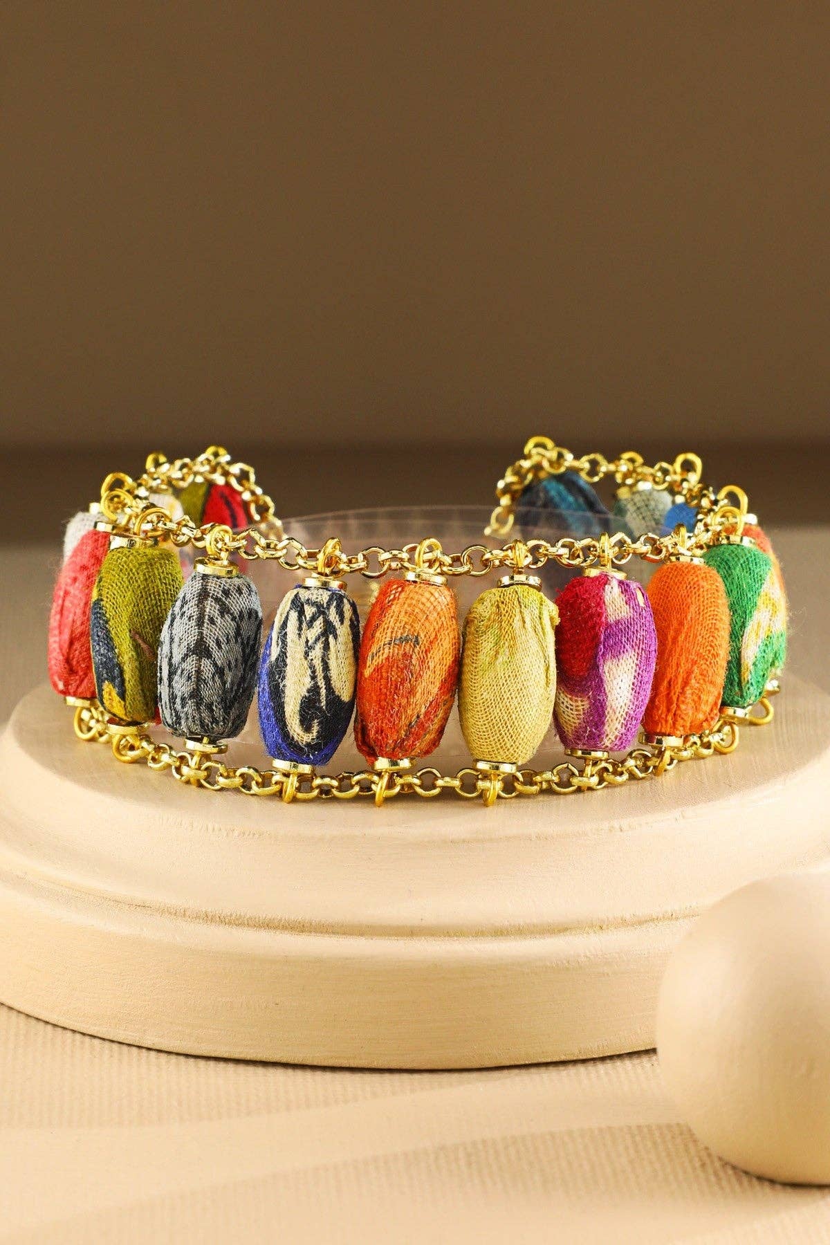 MULTI MUL  Handmade Fabric Beaded Bracelet for wholesale on Faire0