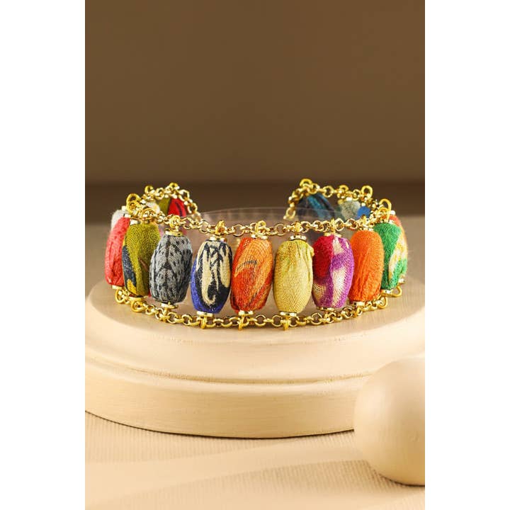 MULTI MUL Handmade Fabric Beaded Bracelet for wholesale on Faire