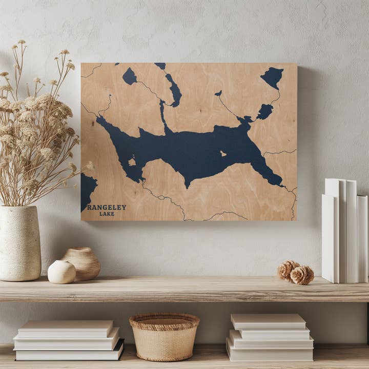 Rangeley Lake Maine Custom Lake Map for wholesale by Benoit's Design Co.