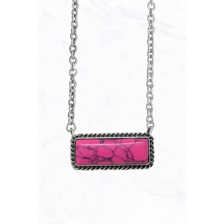 Suzie Q USA - Wholesale Pendant/Charm Necklace - Semi Stone Bar 18' NK4