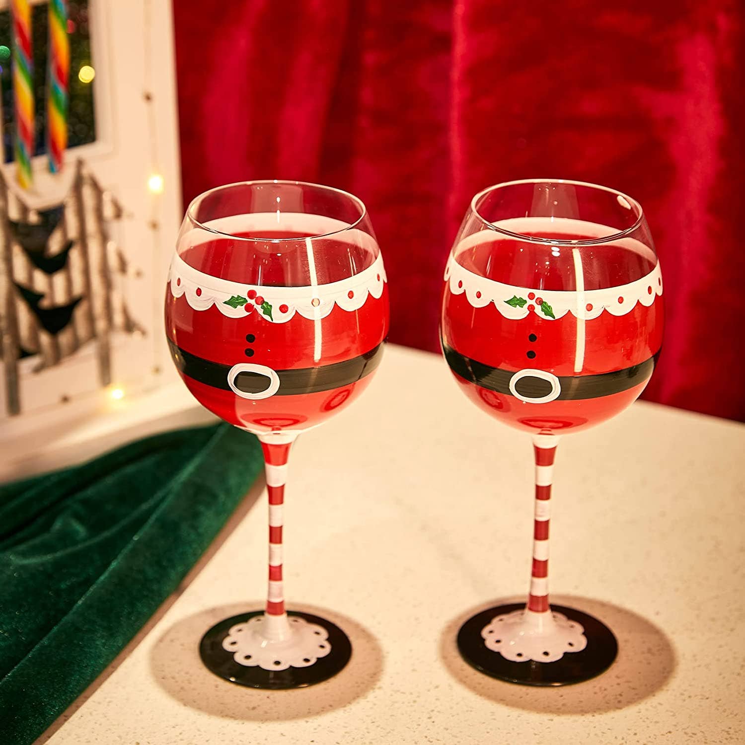 The Wine Savant /  Khen Glassware - Wholesale Wine Glass - Santa Elf Holiday Stemmed Wine Glass by Gute - 18oz Holiday3