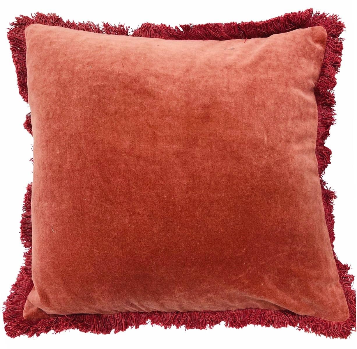 Status Collections - Wholesale Throw Pillow Cover - Cotton Velvet Cushion Cover  With Fringes Rose Pink 45x45cm0