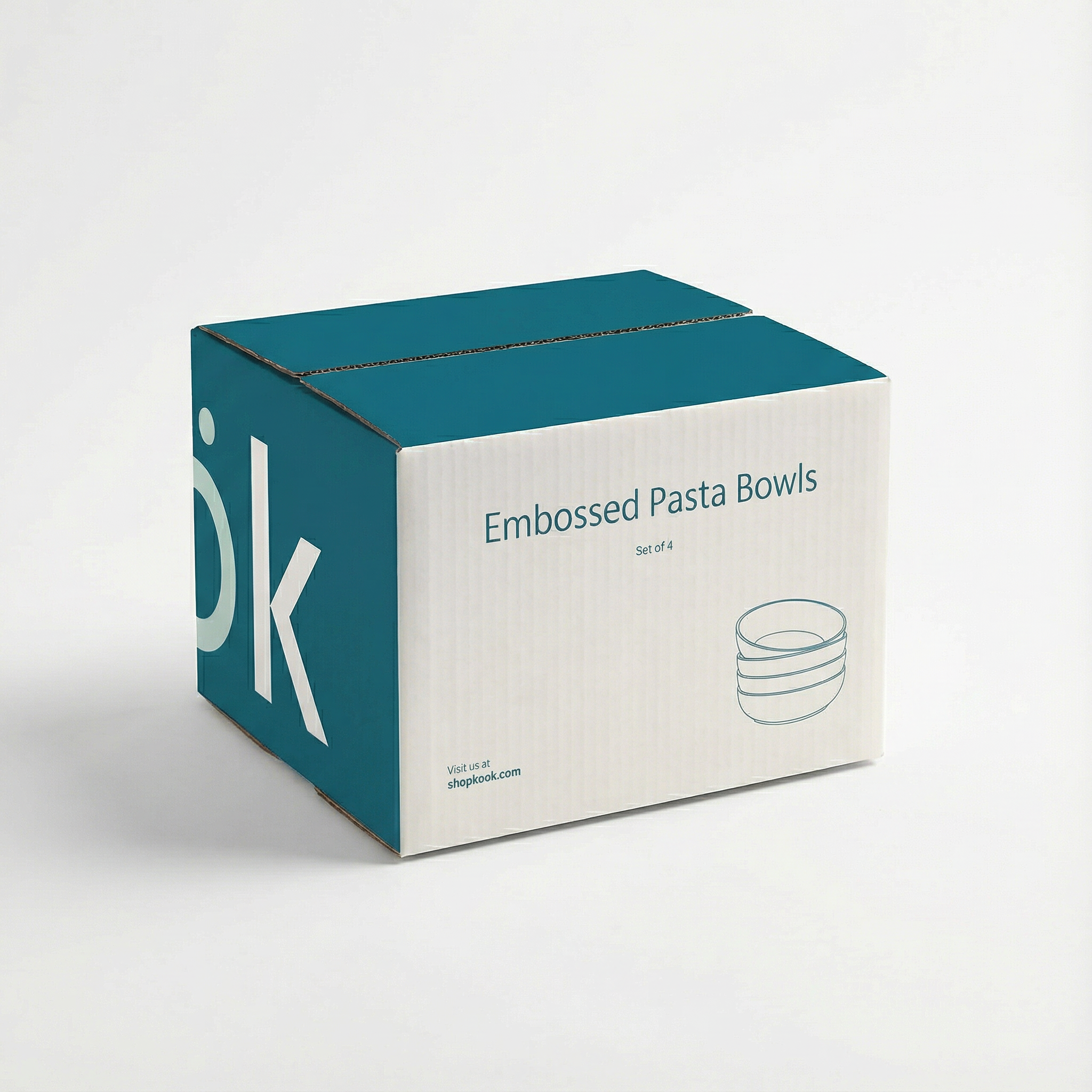 Kook - Wholesale Bowl - Kook Ceramic Pasta Bowls, 40 oz, Set of 4, Cream/Copper2