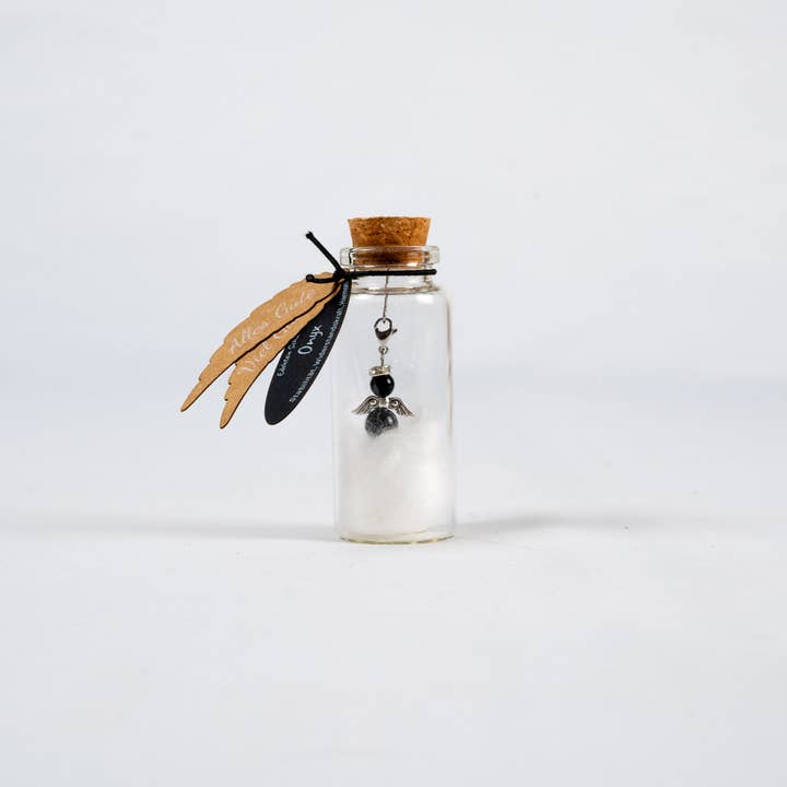 RADULY - Vente Cadeaux pour invités - Présentoir en verre avec pierres précieuses : ange gardien