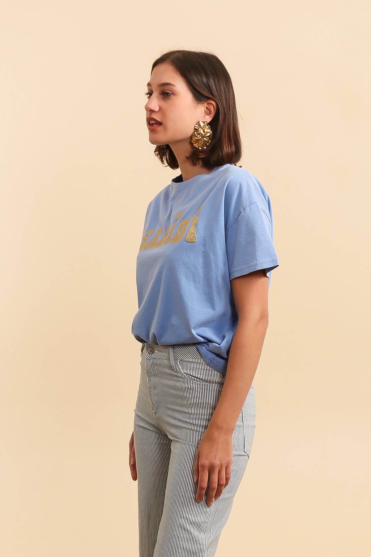 INSPIRATION STUDIO - Wholesale T-Shirt - Women's - Faded Effect Screen-Printed "Habibi" T-Shirt - REF 9016714