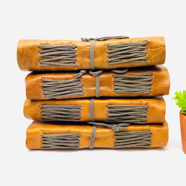 Handmade Journal- Brown Leather for wholesale by Haiti Fair Trade- Papillon Marketplace