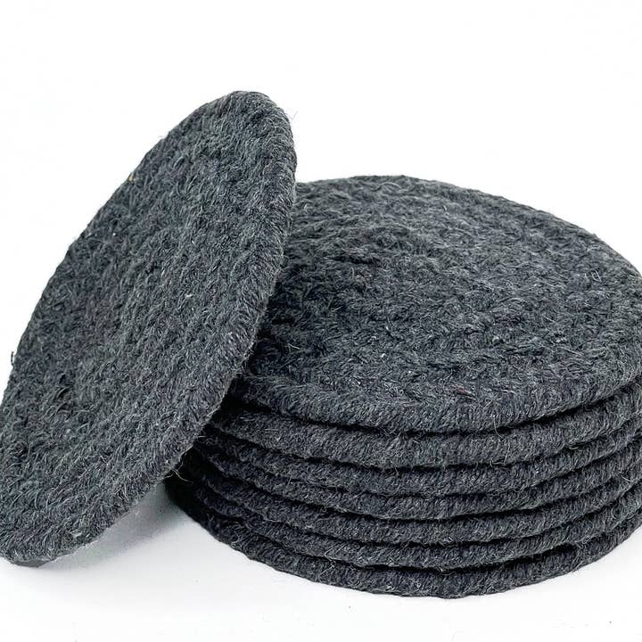 Sottobicchiere rotondo in cotone intrecciato, antracite, 10,2 cm, set di 8 per la vendita all'ingrosso da parte di chardin home