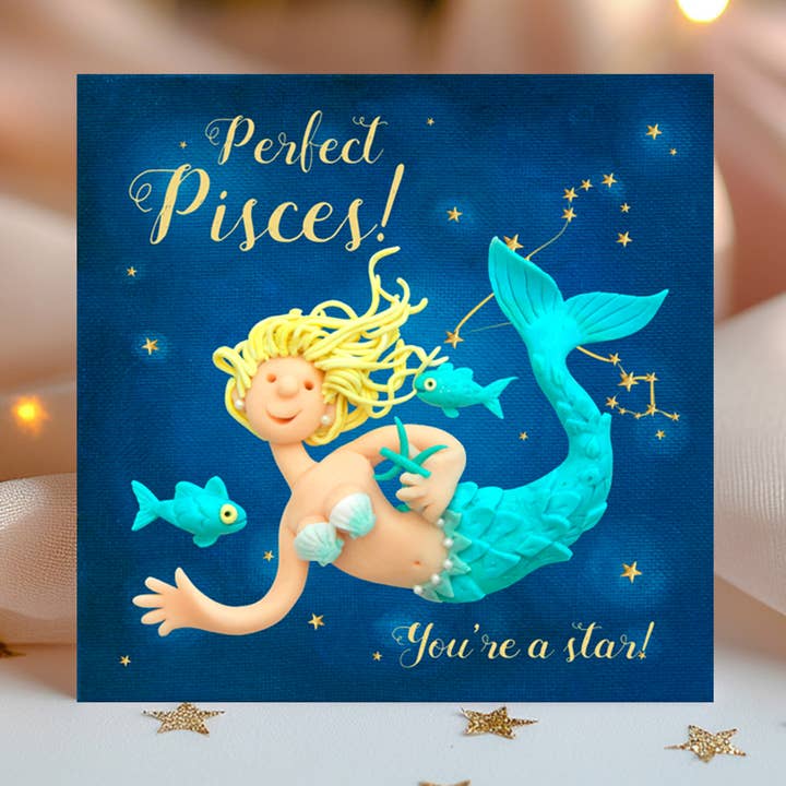 Cartão de aniversário engraçado do signo de Peixes por atacado de Inky Blue Ltd t/a Holy Mackerel