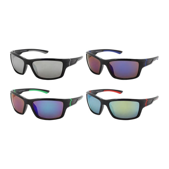 Shark Eyes, Inc - Wholesale Sunglasses - Men's - Sunglasses Mens Sport Color Mirror Lens New Assorted Frames