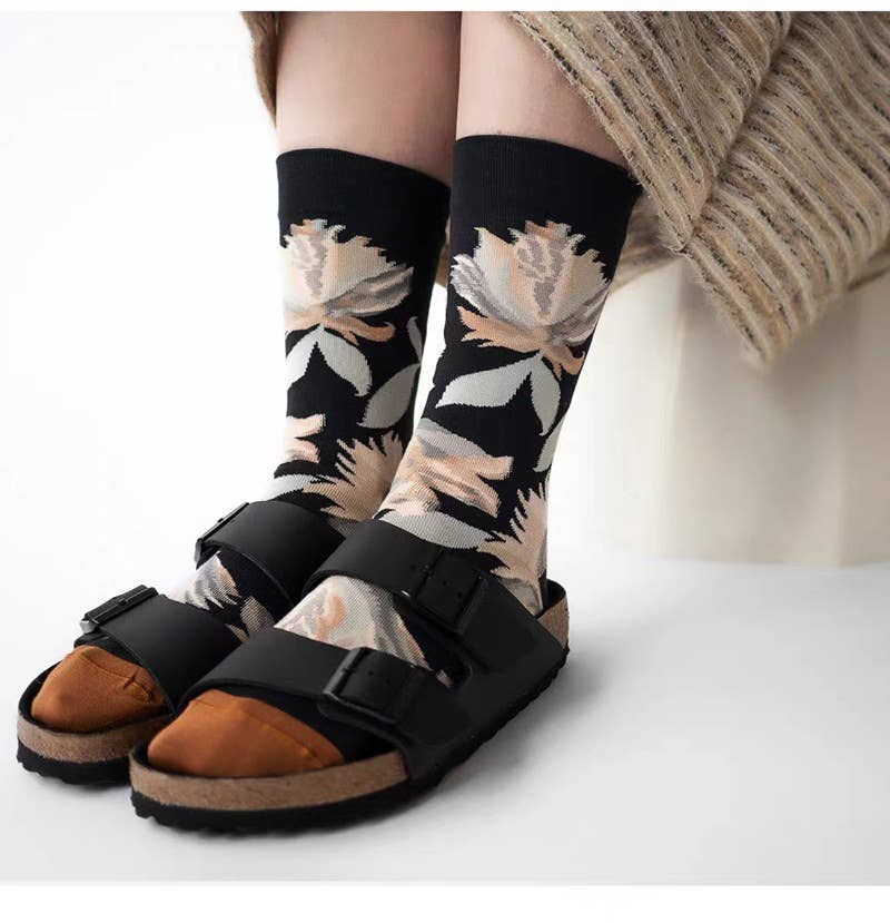 Tourtiwi - Wholesale Socks - Unisex - Oil painting style animal flower print socks29