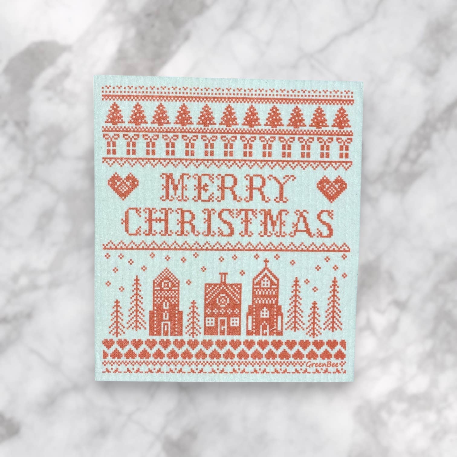 Green Bee Tea Towels - Wholesale Dishcloth - Merry Christmas Cross Stitch | Kitchen Cloth | Swedish Cloth2