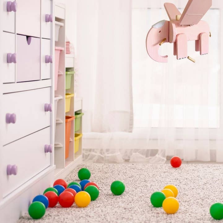 Mrozci - Wholesale Baby Mobile - Pink Elephant Flying Wooden Mobile - Baby Girl Nursery Decor9