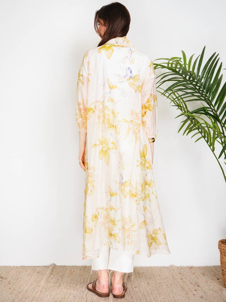 NOELINE - Wholesale Dress - Women's - Long printed tencel shirt dress 2508-8