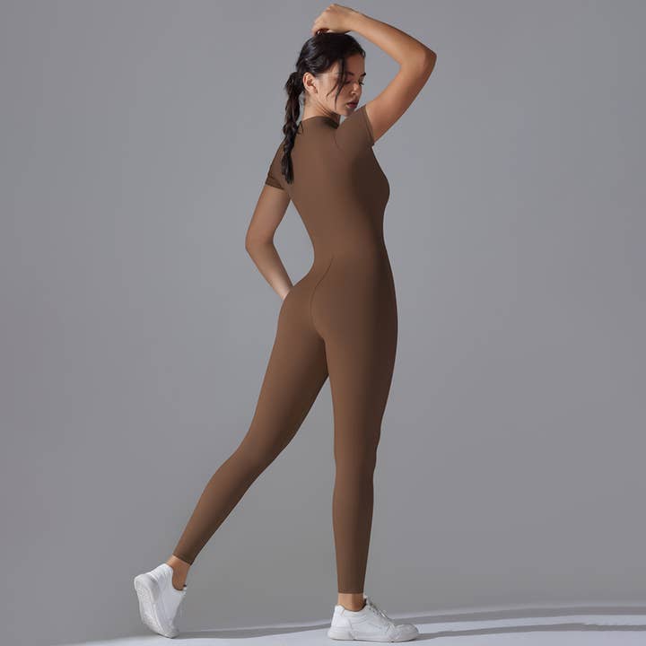 Sodalemon – wholesale Unitard – Dam – Damoverall för träning med korta ärmar och halvdragkedja, andningsbar2