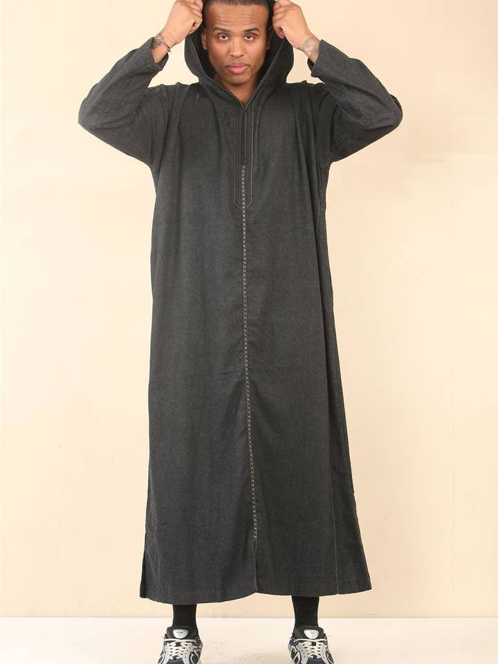 Infinity Leather (Upperclass Fashions Ltd) - Wholesale Robe - Men's - Men's Hooded Moroccan Thobe Djellaba Jubba Robe Eid