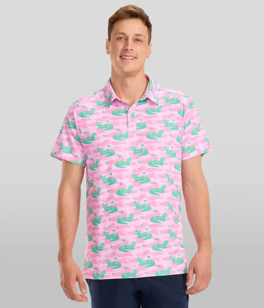 Tipsy Elves – wholesale Pikétröja – Herr – Gator Golfer Rosa Golfpikétröja - Roliga Golfkläder för Män1